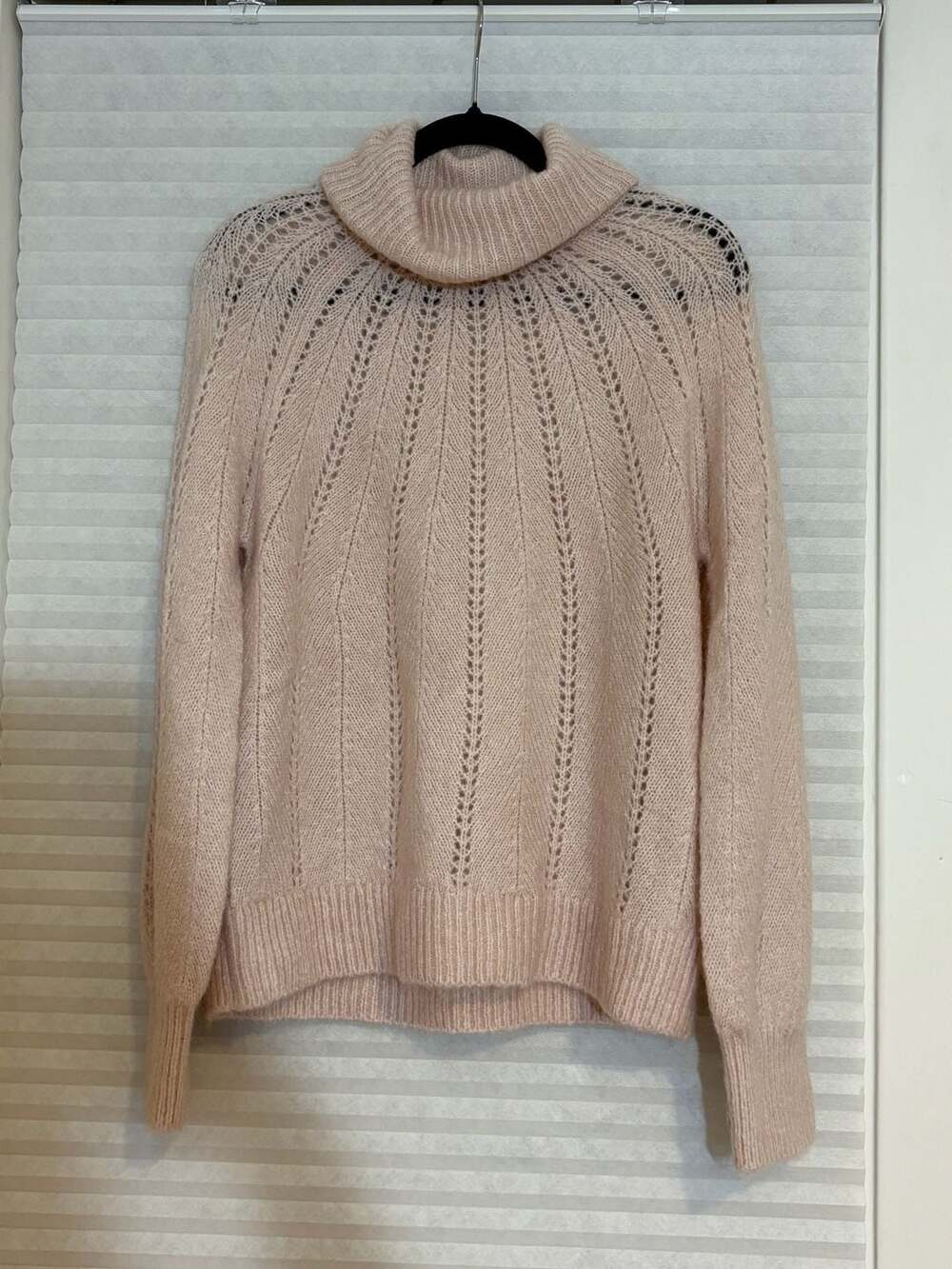 Haven Well Within Turtleneck Sweater Size S Pink Pointelle Knit Wool